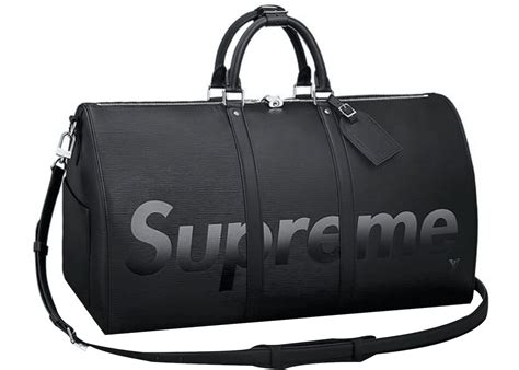 Louis Vuitton x Supreme Keepall Bandouliere Epi 55 Black 